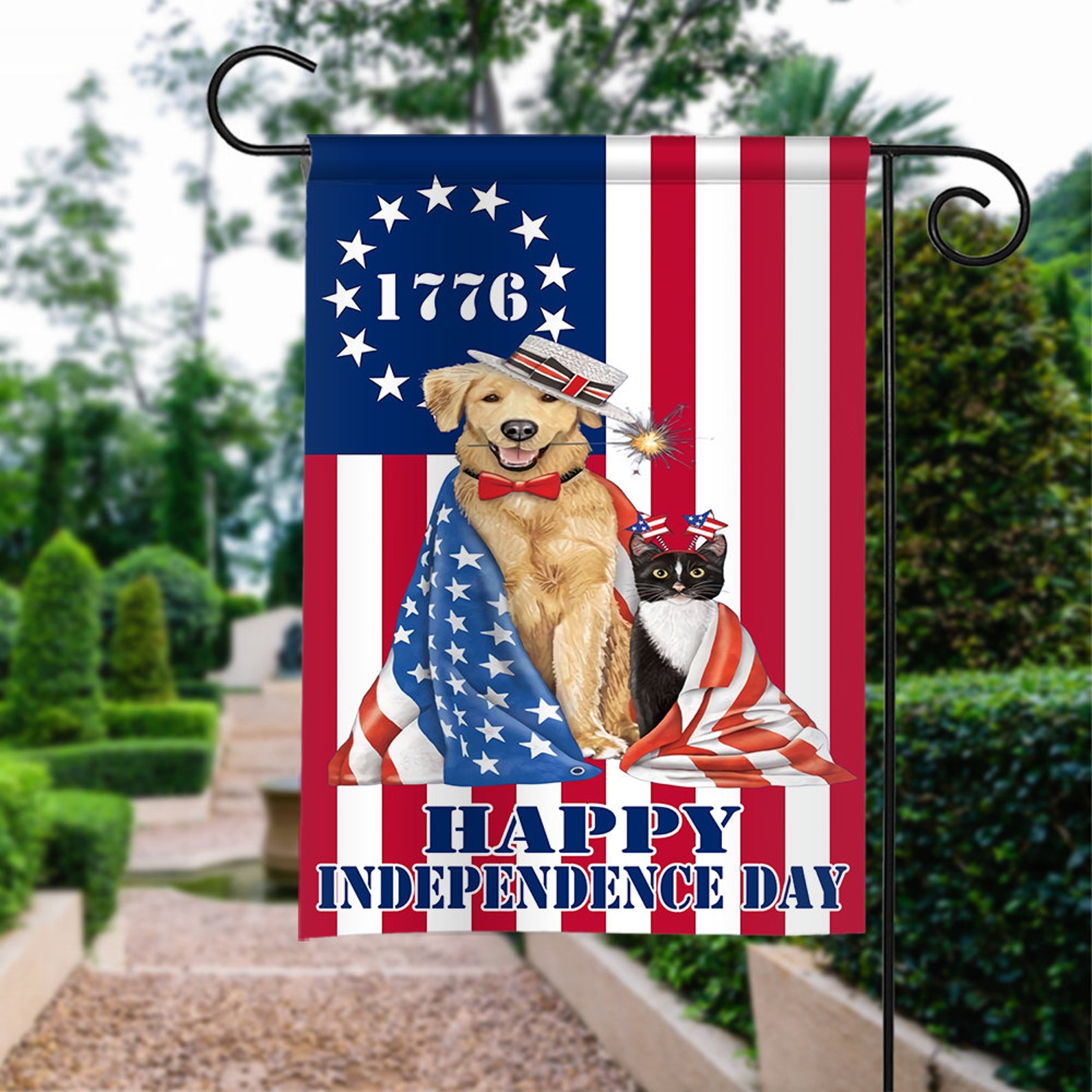 Dog And Cat Happy 4th of July Flag America Independence Day | Etsy