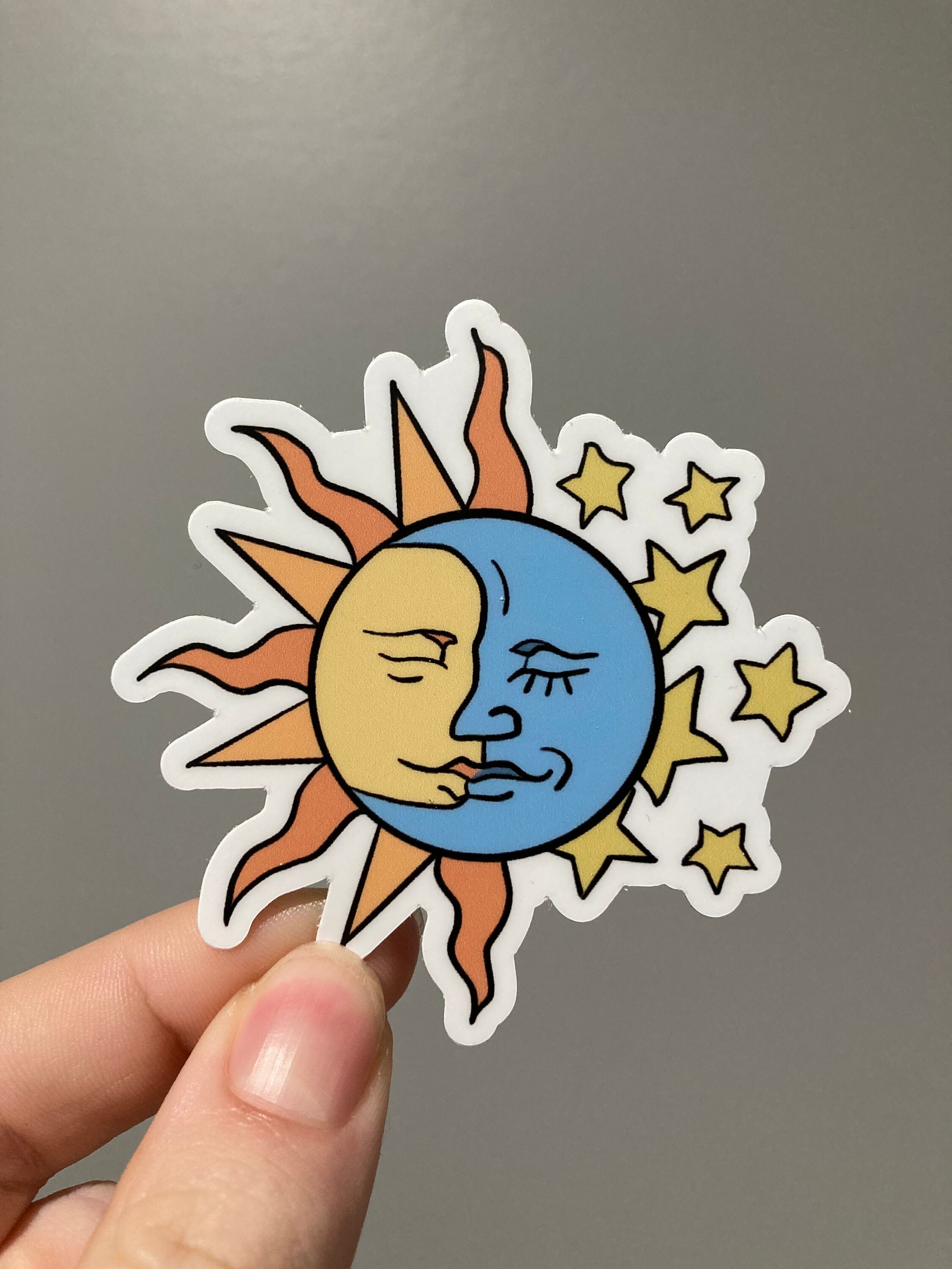 Sun and Moon Sticker Laptop Sticker Skateboard Sticker | Etsy