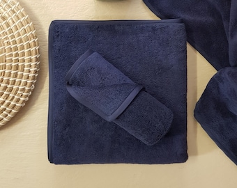 Blue Bath Towels Set, Plush Towels, Thick Terry Towel Set, Luxury Egyptian Cotton Bath Towels are the perfect gift for him.