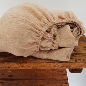 Rust Orange Linen Fitted Sheet: Belgian Linen Bedding