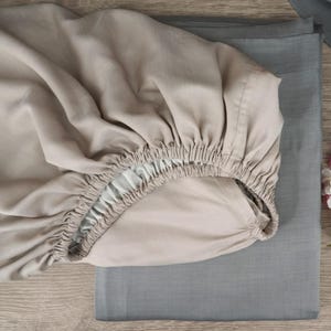 Sábana ajustable modal: satén sedoso - Gris, beige, rosa