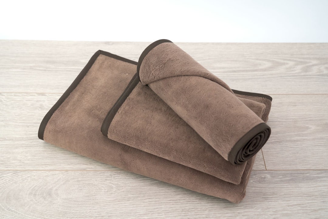 Cotton Velour Bath Towel Set in Brown. Soft Bath Towel Set. Etsy