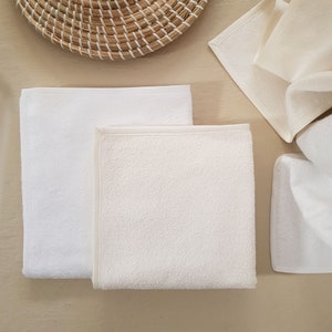 Linen - Cotton Terry Towel Set: Ivory Spa Towels with Piping