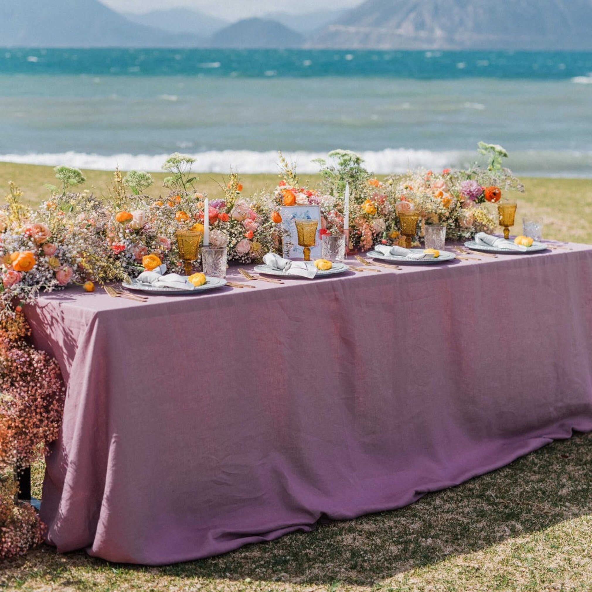 Custom Lavender Linen Tablecloth: Extra Long/wide Wedding Table Linens ...