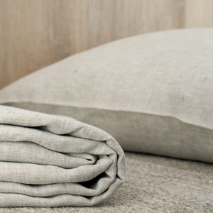 Linen flat sheet in Beige. Twin, Queen, King, and Custom Size flat sheets. Belgian Linen Bed Sheets