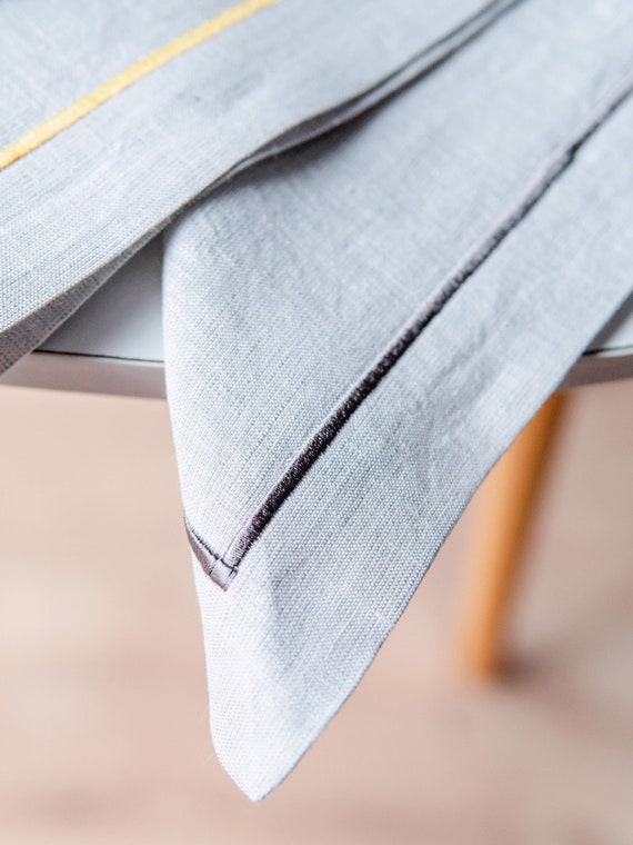 Linen Napkins in Light Gray. Cloth Napkins With Singleline Etsy