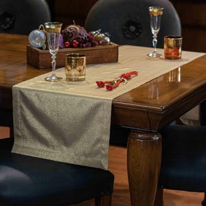 Runner da tavola natalizio, tessuto italiano in lurex dorato