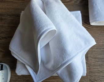 Weiße Baumwoll-Velour-Superweiche Luxus-Badetücher, Stickerei auf Anfrage für ein personalisiertes Geschenk