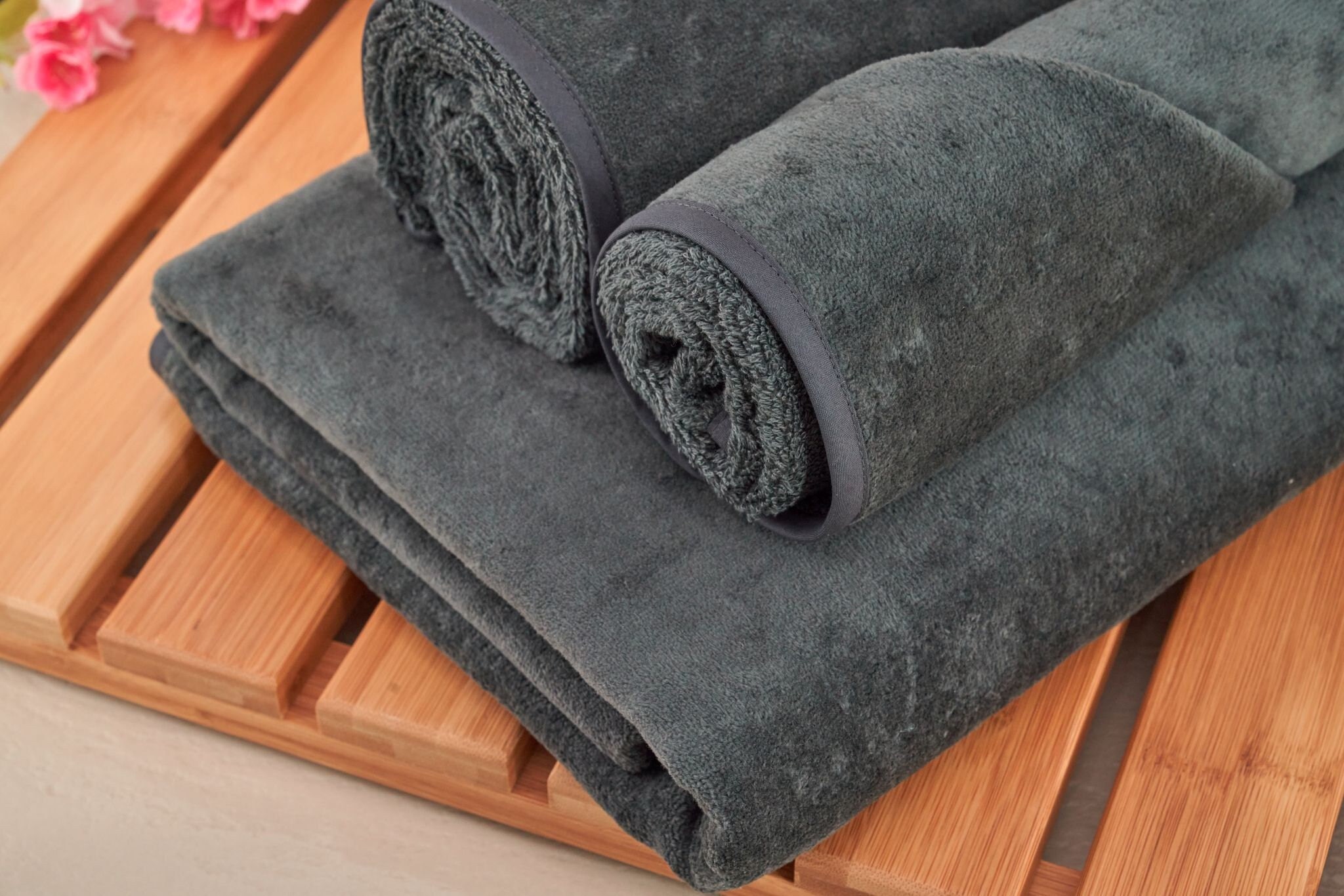 Cotton Velour Bath Towels in Custom Sizes Available in Gray Etsy