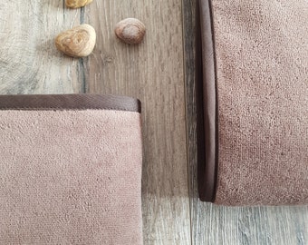 Cotton Velour Bath Towel Set in Brown. Egyptian Cotton Bathroom Towels. Soft Bath Towels  Set. Gift Towels. Luxury Bath Linen.