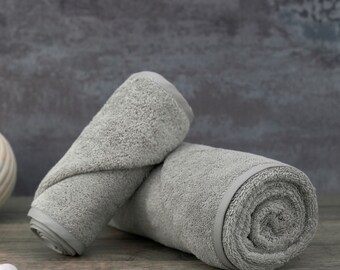 Organic Cotton Bath Towels, Custom Towels in Greige.