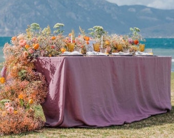 Custom Table Cloth in Lavender, Linen Tablecloth,  Wide Width, Custom Length Tablecloth, Custom size Table Linens, Rectangle Table Top