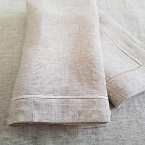 Beige-Gray Linen Napkins. Cloth Napkin with single-line embroidery. Custom Linen Napkins, Dinner Napkins in Belgian Linen. image 7
