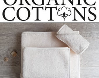 Organic Cotton Bath Towels in Ivory, Custom Bathroom Towels, Hand Towels, Organic Bath Sets.