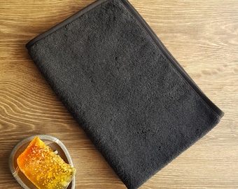 Serviettes de bain noires - éponge italienne - tailles et broderie personnalisées