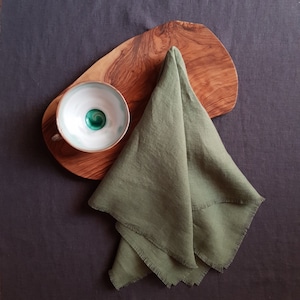 Linen Napkins Bulk 50+pcs, Olive Green Linen Napkins, Cloth Napkins, Table Napkins, Frayed Linen Napkins, Premium Italian Textile