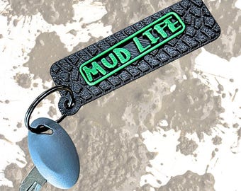 Mud Life Keychain | Offroad Keychain | UTV & RZR Key Tag | Mud Tire Tread Keychain | Offroad Gift