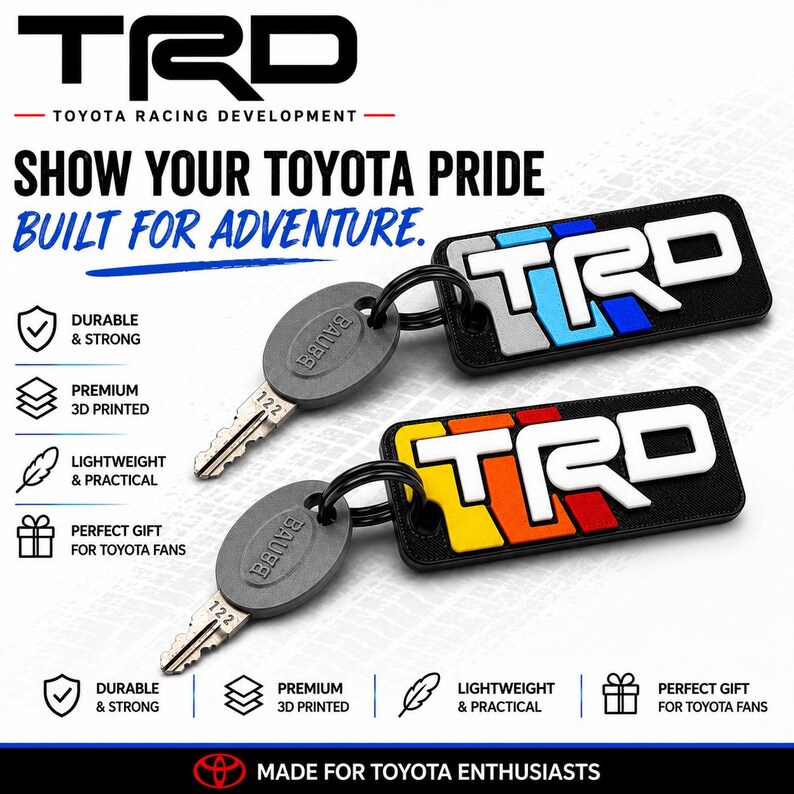 TRD Keychain for Toyota Fans | Toyota Racing Development Key Tag | 3D ...