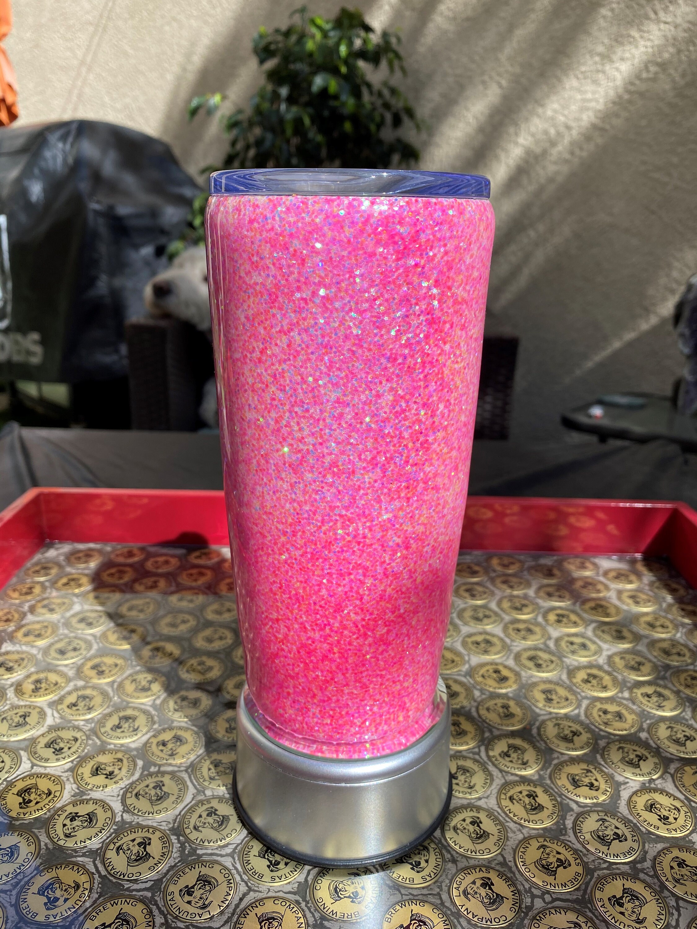 24oz Pink Glitter Tumbler Etsy
