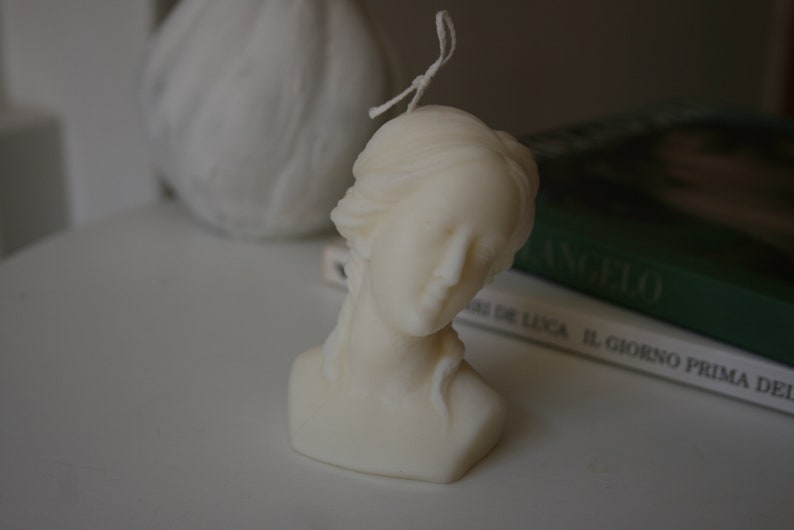 White scented Venus candle Female bust candle Soy wax sculpture candle image 7