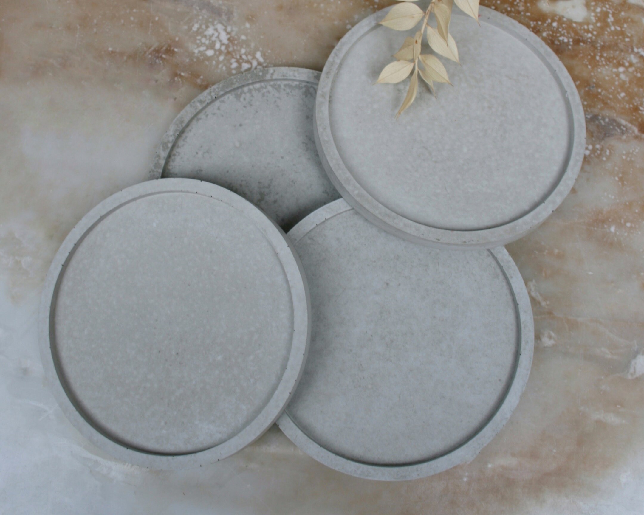 10,8 Cm Grey Round Coaster Small Eco Concrete Decor Coaster Modern