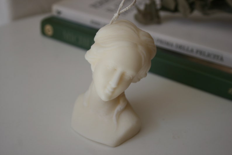 White scented Venus candle Female bust candle Soy wax sculpture candle image 10