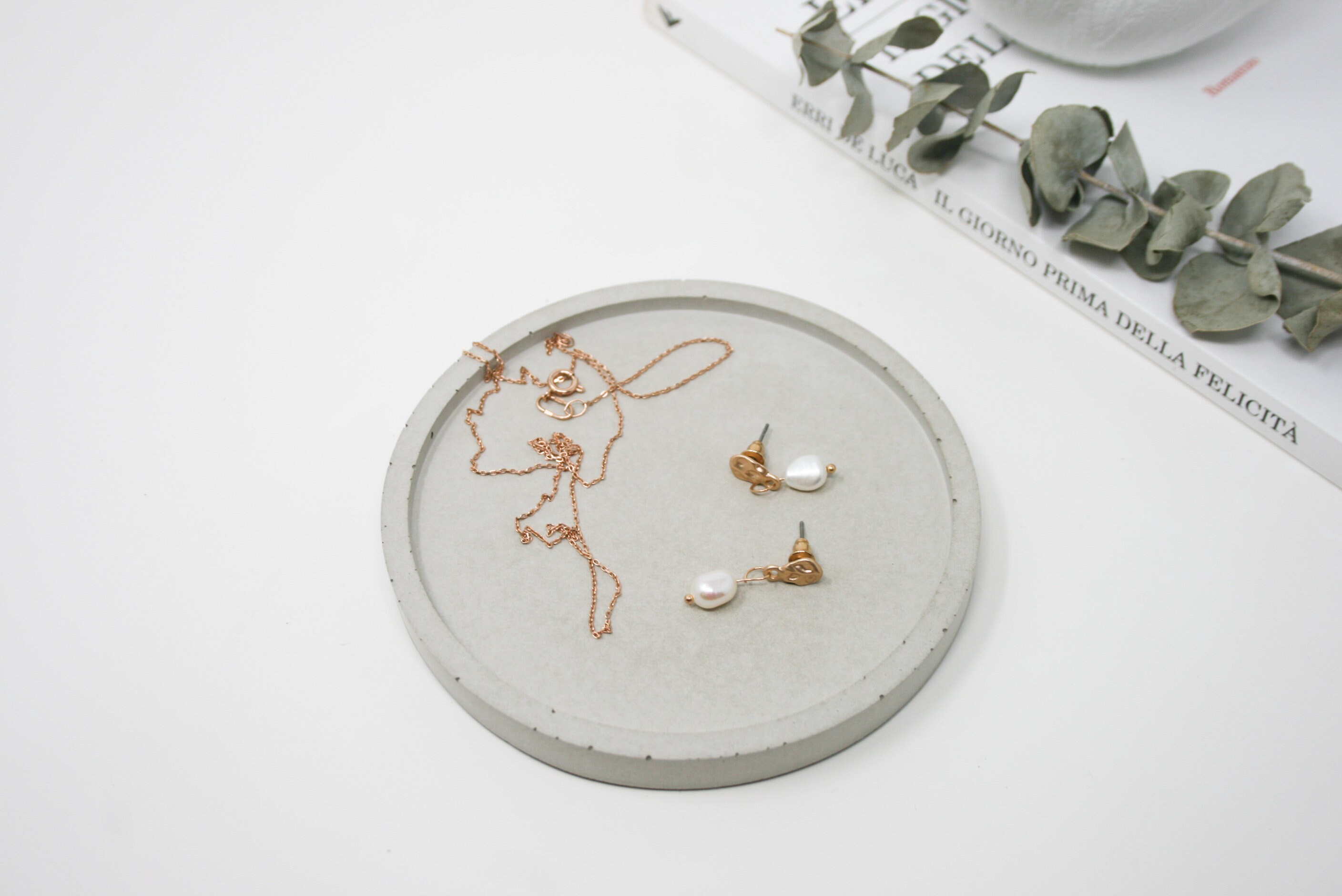 10,8 Cm Grey Round Coaster Small Eco Concrete Decor Coaster Modern