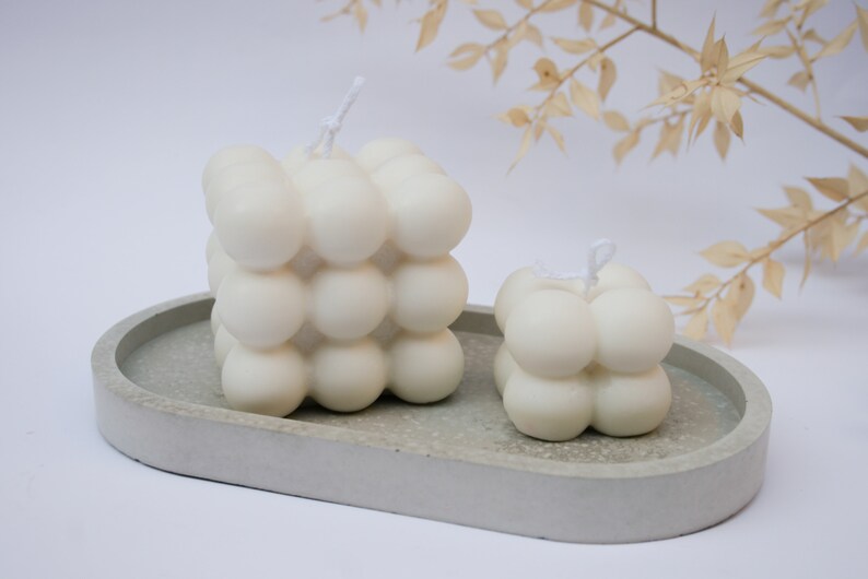 Large Bubble Cube Candle White Bubble Candle Soy Wax Scented Etsy
