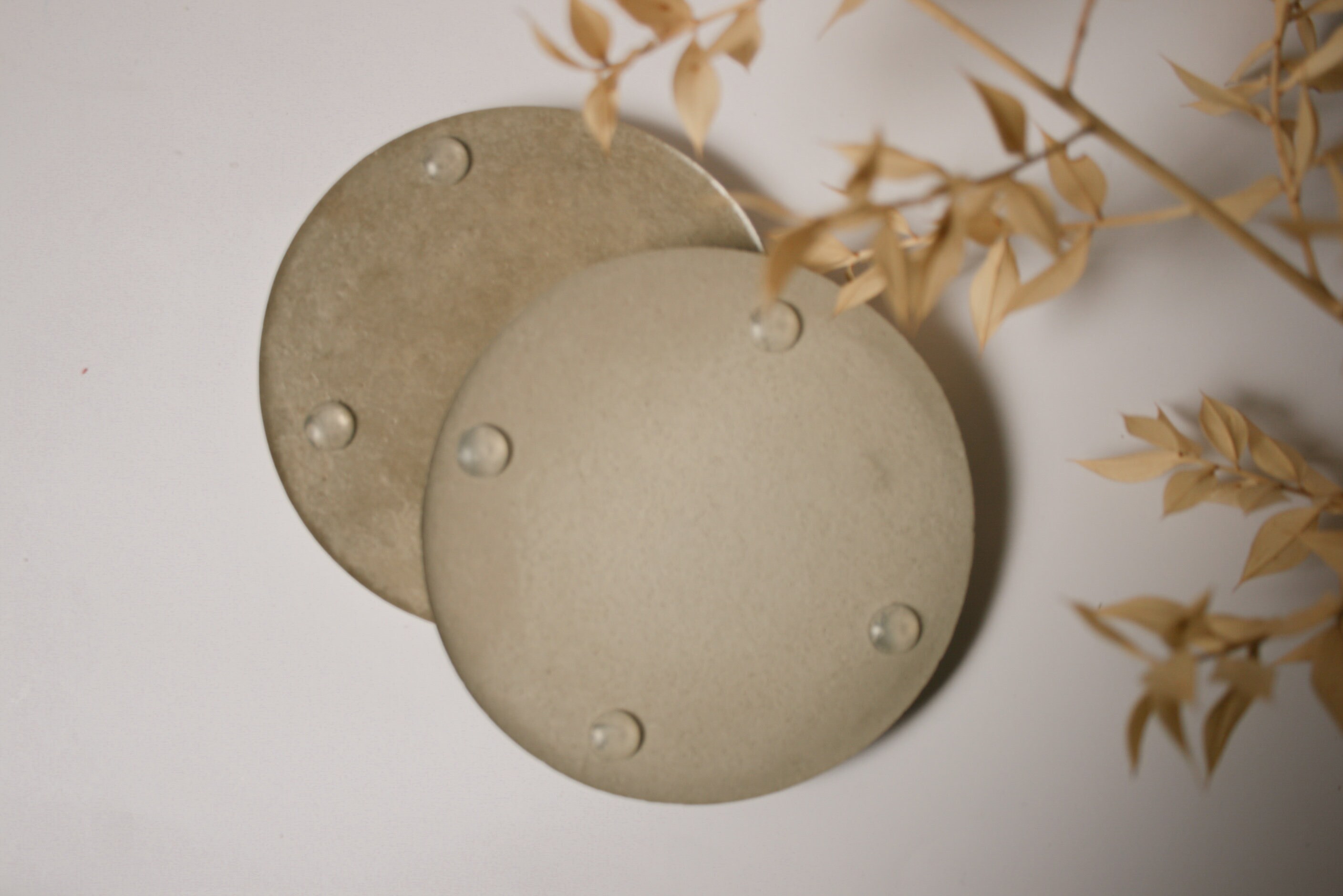 10,8 Cm Grey Round Coaster Small Eco Concrete Decor Coaster Modern