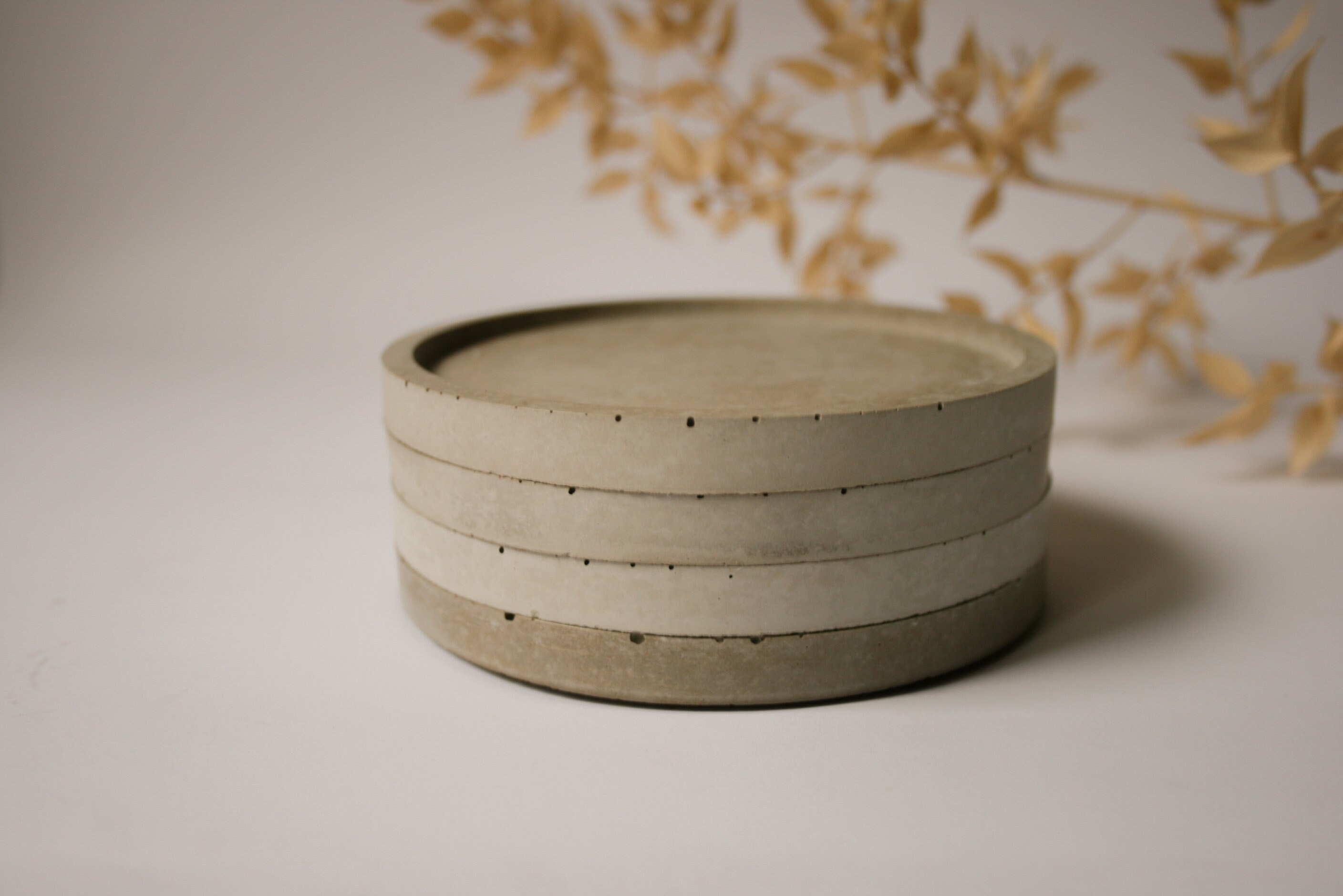 10,8 Cm Grey Round Coaster Small Eco Concrete Decor Coaster Modern