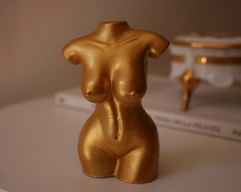Gold concrete nude female torso Woman body sculpture Venus concrete body