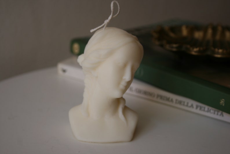 White scented Venus candle Female bust candle Soy wax sculpture candle image 8