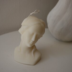 White scented Venus candle Female bust candle Soy wax sculpture candle image 9