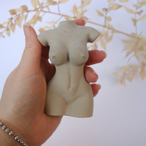 Concrete female torso Grey woman body sculpture Home decor