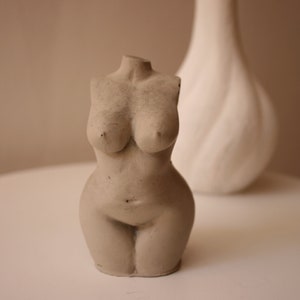 Curvy female torso concrete Plus size Goddess sculpture Naked woman body figurine
