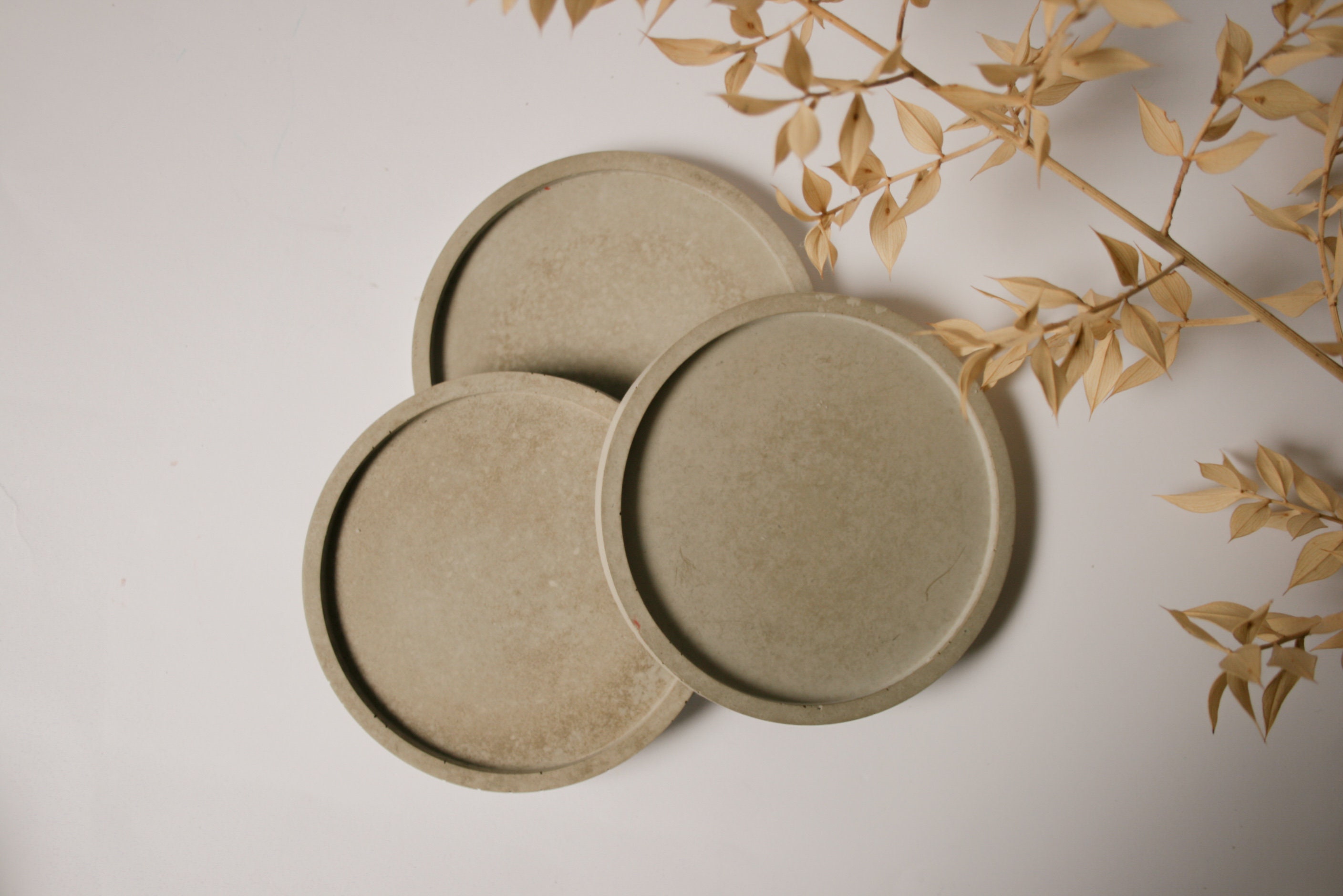 10,8 Cm Grey Round Coaster Small Eco Concrete Decor Coaster Modern