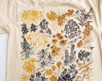 Herbst Wildblumen Baumwolle T-Shirt