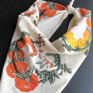 Tomato Bandana -Cotton Scarf with Hornworm Caterpillars