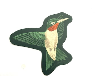 Pegatina del colibrí garganta rubí