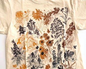 Autumn Wildflowers Cotton Boxy Crop Top
