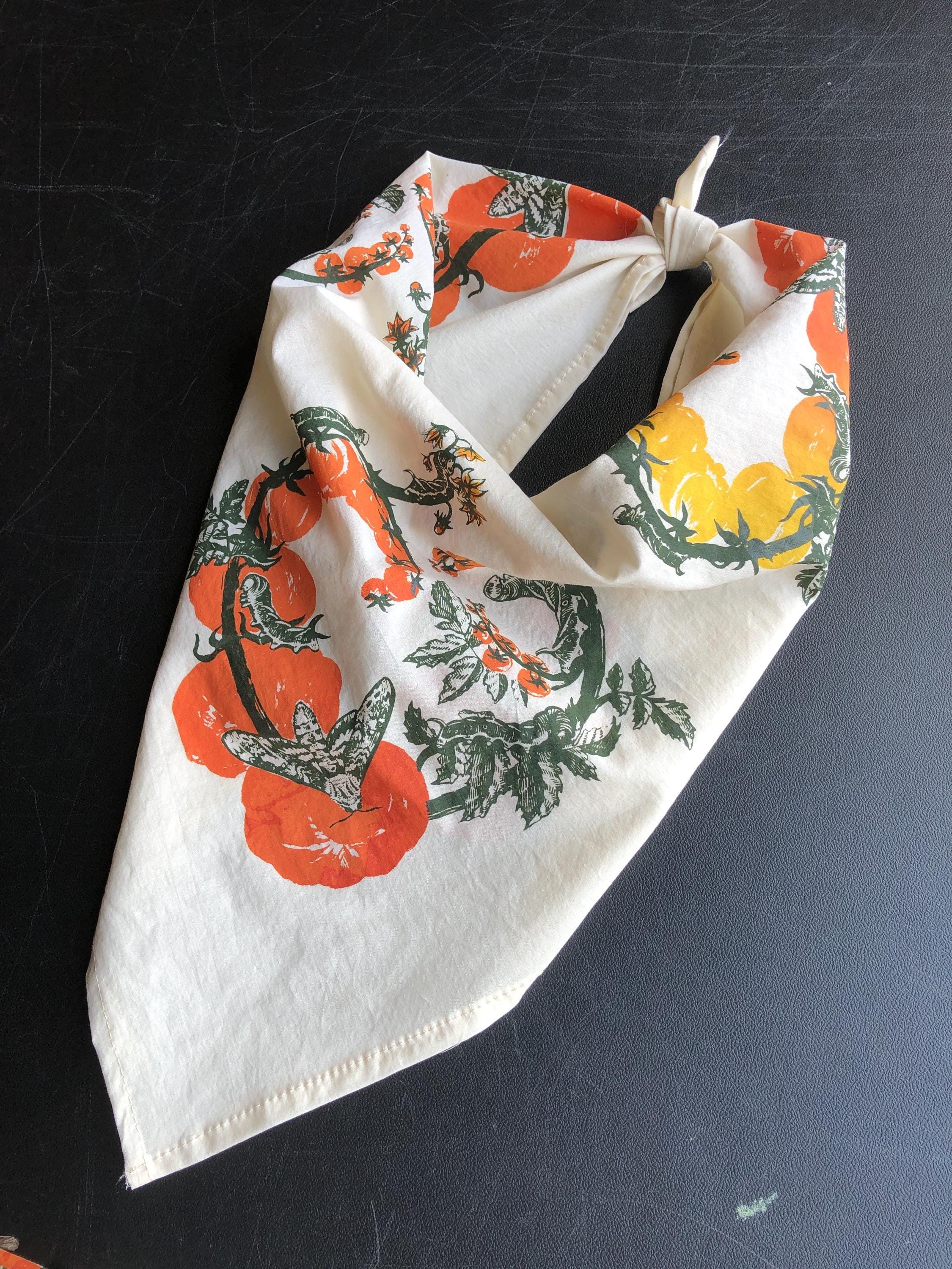 Tomato Bandana -cotton Scarf With Hornworm Caterpillars - Etsy