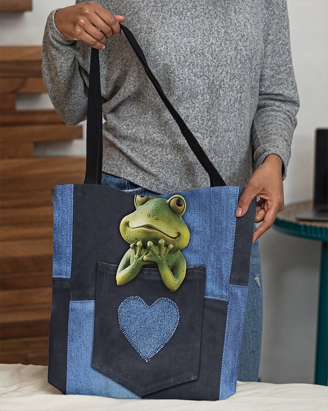 Frog Tote Bag Frog Handbag Frog Shoulder Bag Frog Lovers Etsy