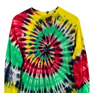 Long Sleeve Rasta Tie Dye - Spiral Tie Dye Shirts, Bob Marley Shirt,  Rasta Tie Dye Shirt, Bob Marley Style Tie Dye shirt