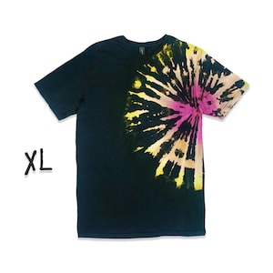Reverse Tie Dye T-Shirt: Sunburst Pattern (Size XL) Colorful Unisex Tee, One-of-a-Kind