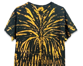 Black Bleached Spider Pattern Reverse Dye T-shirt | Unique Handcrafted Design, Handcrafted Clothing, Bleached Pattern T-shirt