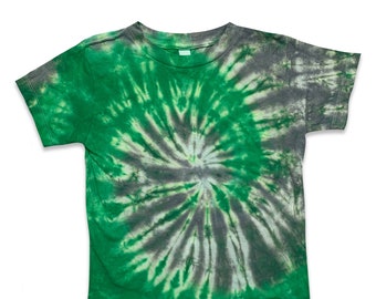 Toddler Spiral Tie Dye Shirt - Green and Gray Dyes, Handmade Toddler Shirt, Cool Kids Clothing, Green Tie Dyes