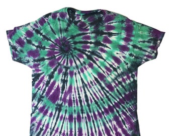 Off-Center Spiral Tie Dye Shirt - Size Large, Soft-Style - 100% Ring Spun Cotton - Unisex Clothing