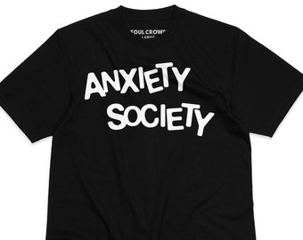 Anxiety Society Tee - White and Mint Green Lettering - Mental Health Awareness, Anxiety Shirt, Anti Social Tee, Trendy Fashion