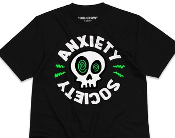 Anxiety Society Tee in Classic Black and White – Graphic Tee - Unisex Clothing - Made by Foul Crowd