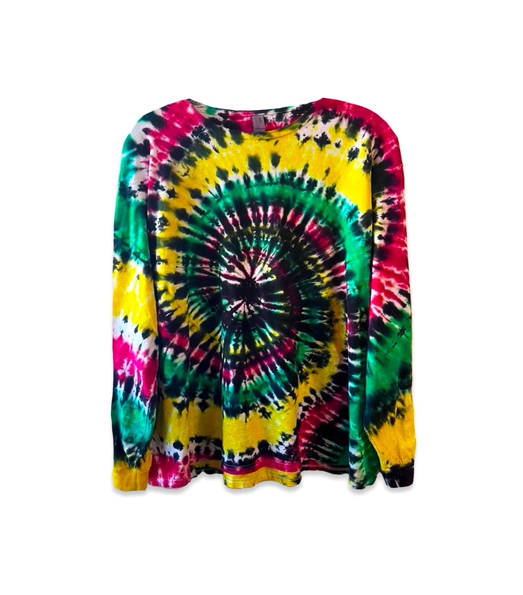 【2plan】Works tie dye damage long sleeve t-shirt Dark Turquoise Double Process Long Sleeve T-Shirt Extra